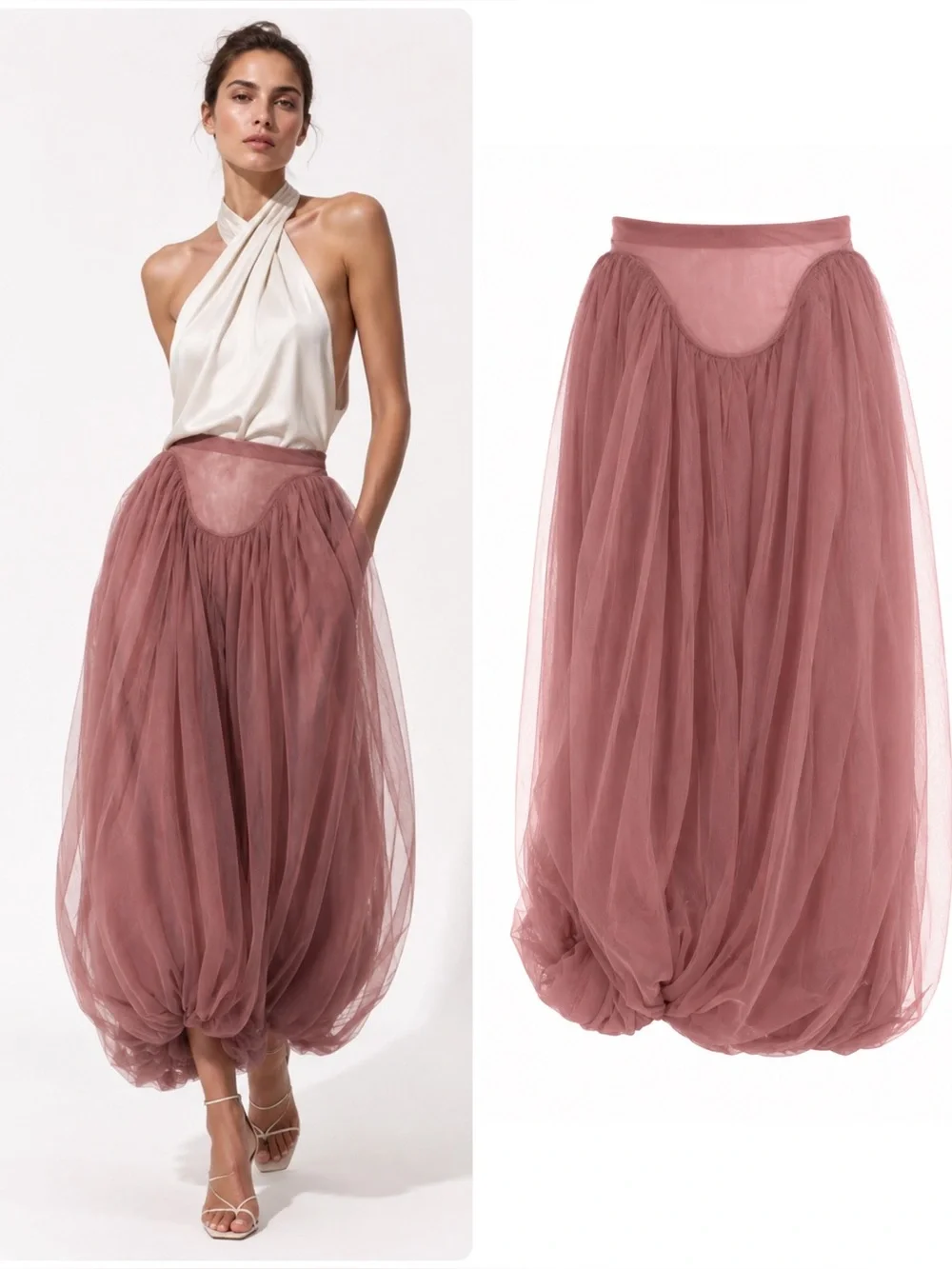 Tory Burch Tulle Draped Skirt